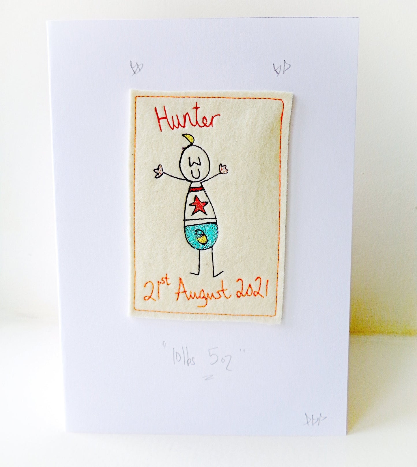 New Baby Card, Personalised, Embroidered Luxury Baby Card, congratulations new baby card, birth card, card for new parents, newborn card,