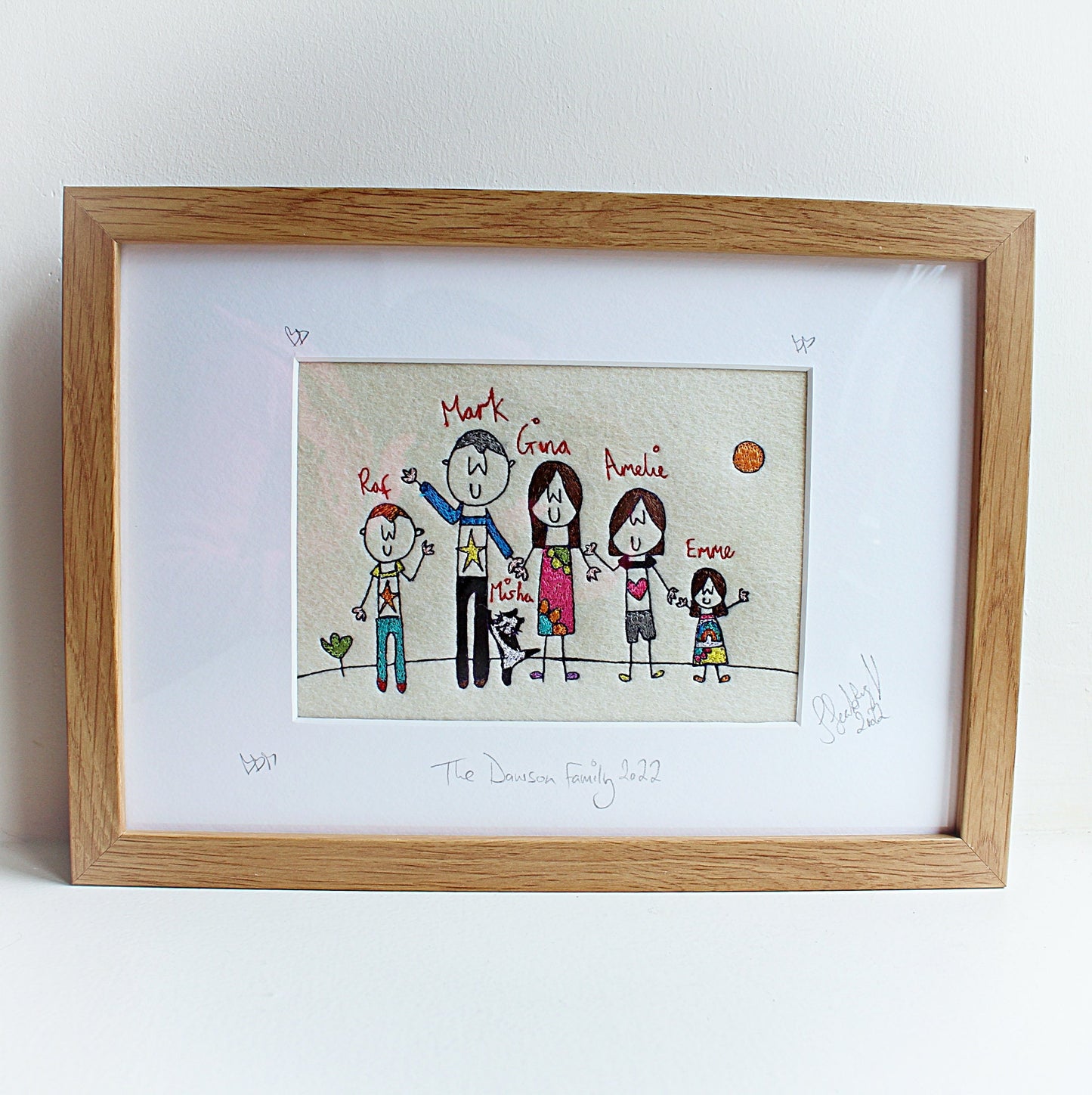 Personalised Embroidered Family Portrait: Custom Family Picture Gift