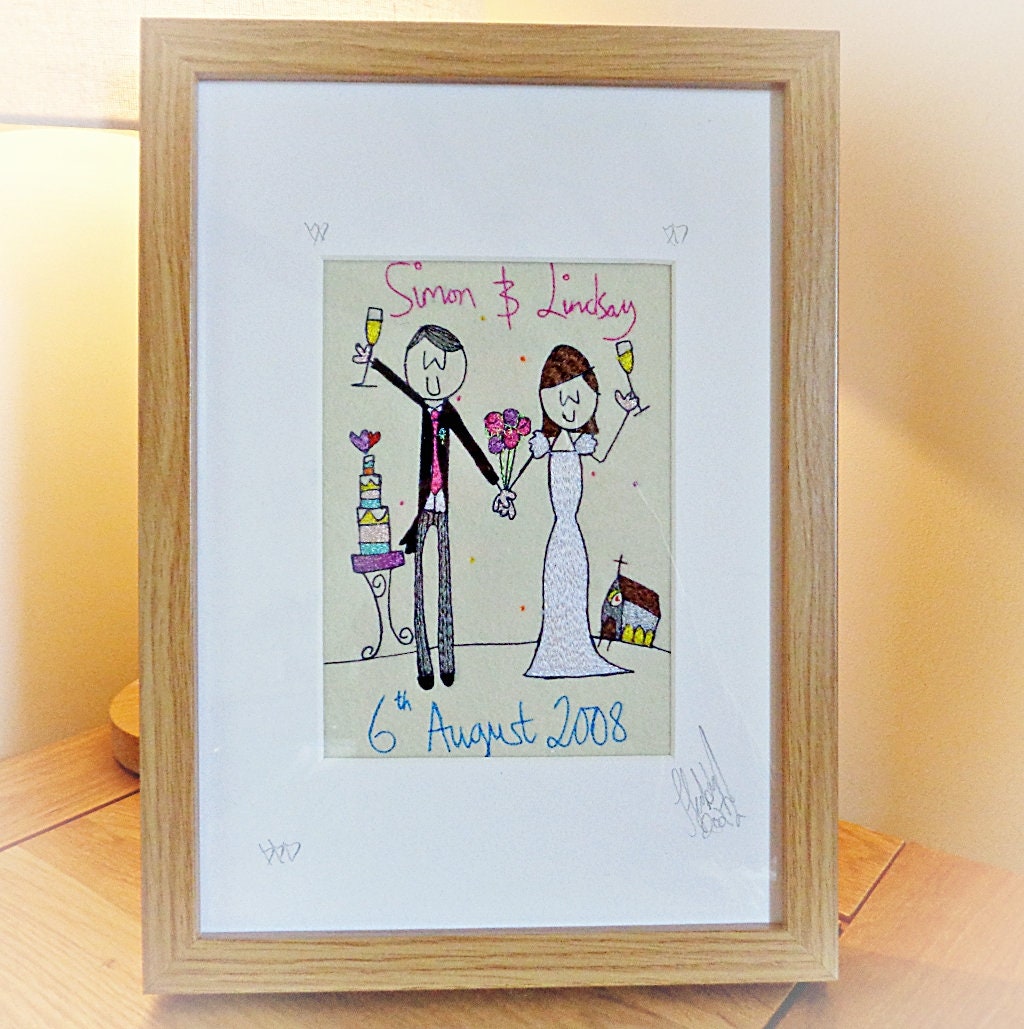 Personalised Embroidered Wedding Portrait: Unique, Luxury Couple Gift