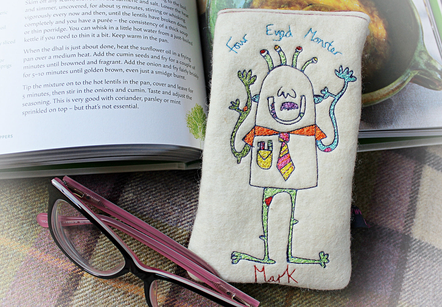 Personalised Monster Glasses Case: Embroidered Felt Funny Gift