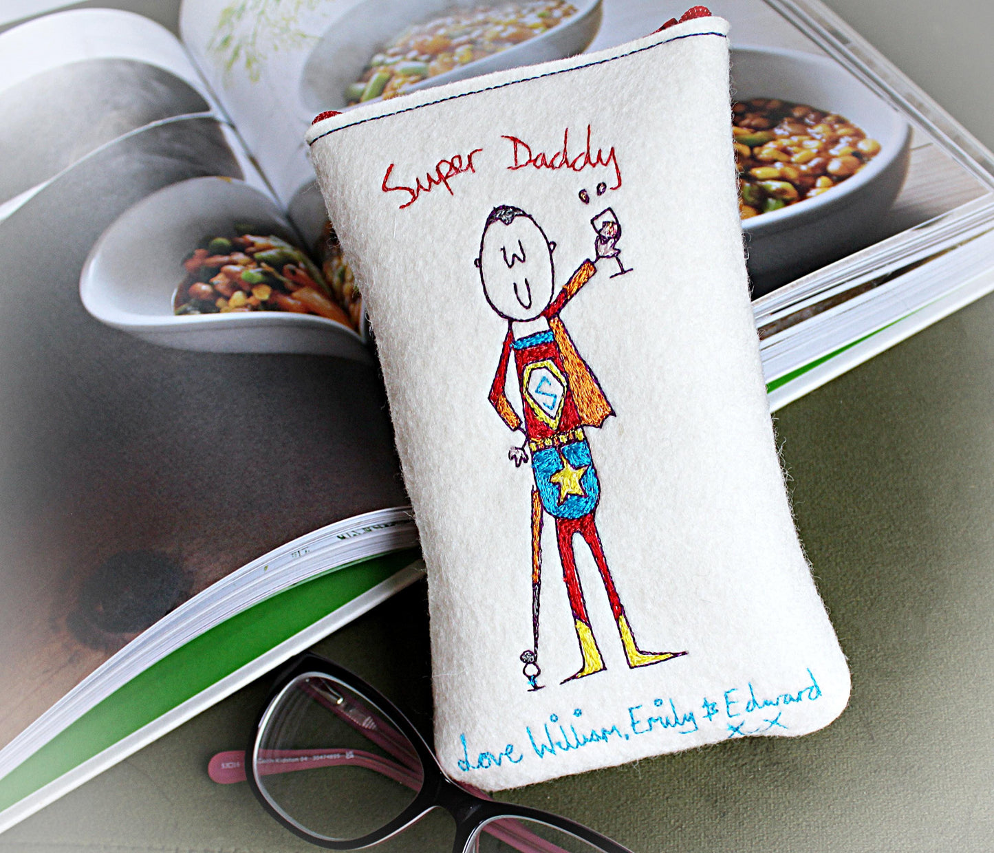 Super Dad Personalised Embroidered Glasses Case