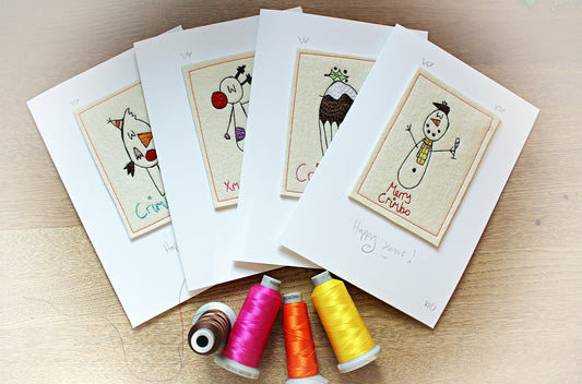 Embroidered Christmas Cards: Handmade Luxury Xmas Card Set