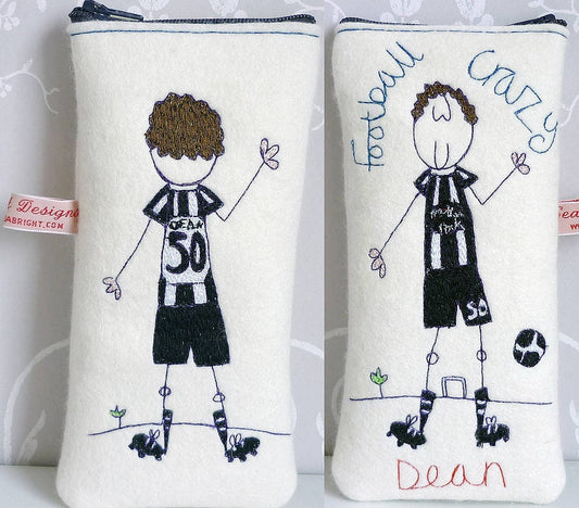 Personalised Embroidered Football Felt Glasses Case: Football Gift