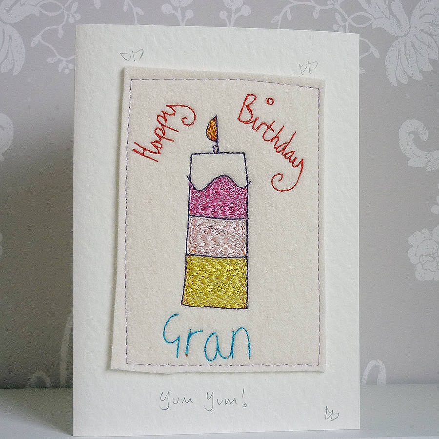 Personalised Birthday Cake Card, luxury birthday card, handmade and embroidered, personalise with name birthday card, custom birthday card