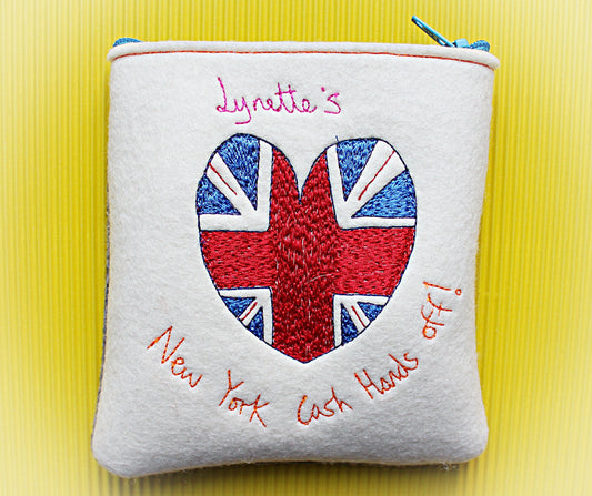 Personalised Union Jack purse, UK, united kingdom, great Britain flag, union jack gift, british gift, personalised Great Britain heart gift