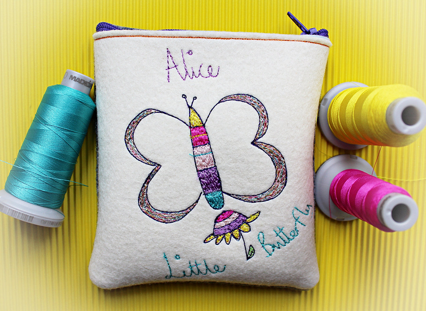 Personalised Butterfly Gift Purse, personalised childrens purse, embroidered butterfly, named purse, colourful butterfly christmas present,