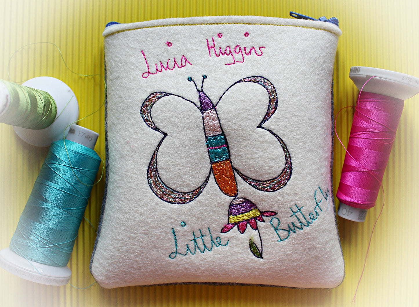 Personalised Butterfly Gift Purse, personalised childrens purse, embroidered butterfly, named purse, colourful butterfly christmas present,
