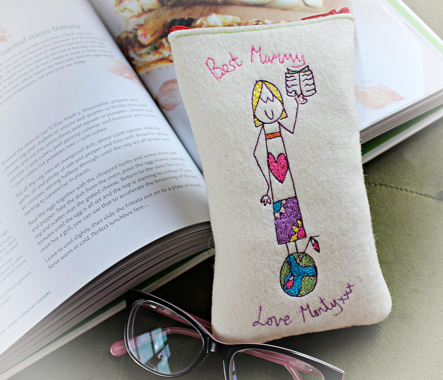 Best Mum in the World Personalised Glasses Case, embroidered