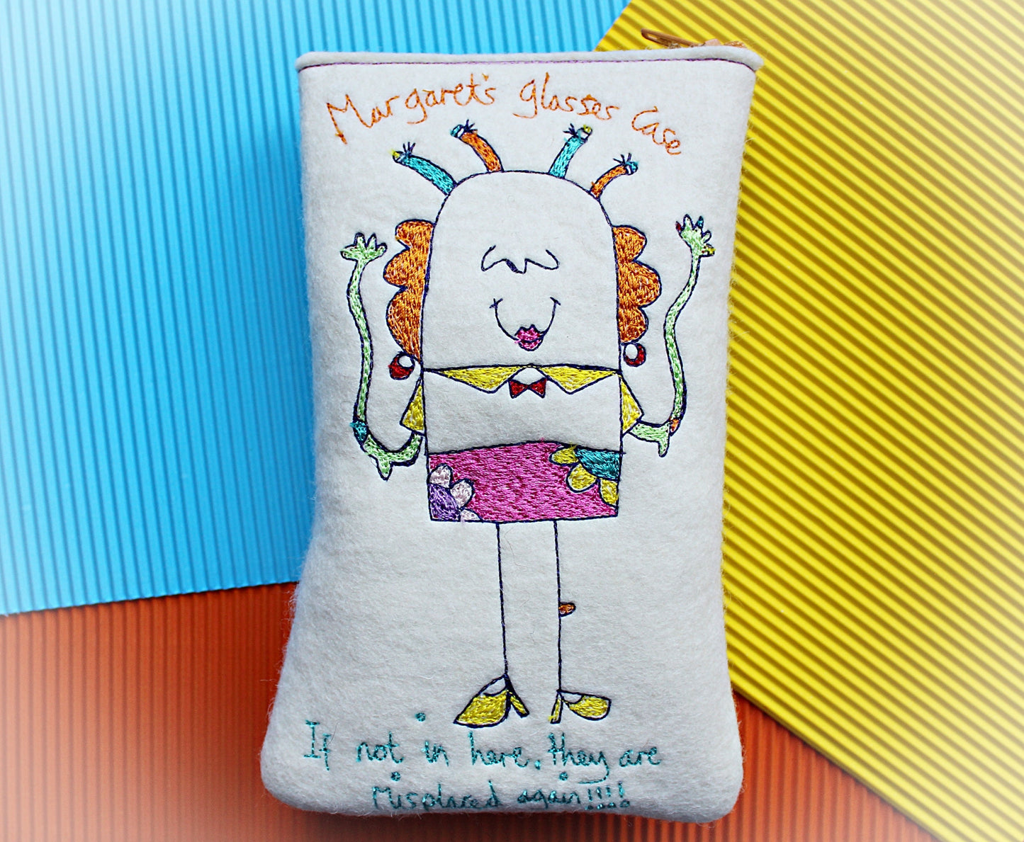 Personalised Monster Glasses Case: Embroidered Felt Funny Gift