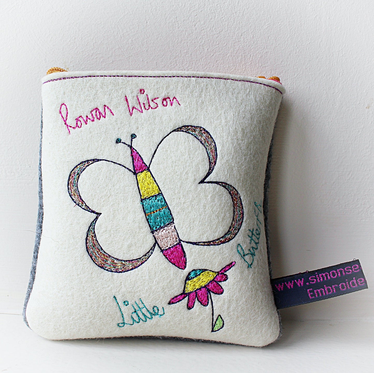 Personalised Butterfly Gift Purse, personalised childrens purse, embroidered butterfly, named purse, colourful butterfly christmas present,