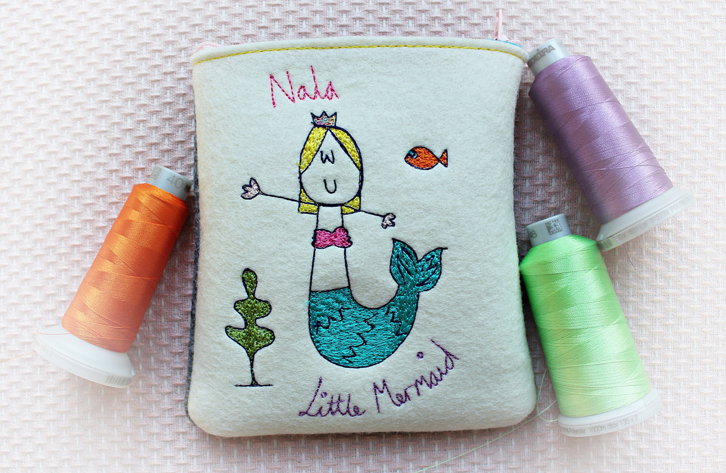 Personalised Mermaid Coin Purse: Embroidered Purse