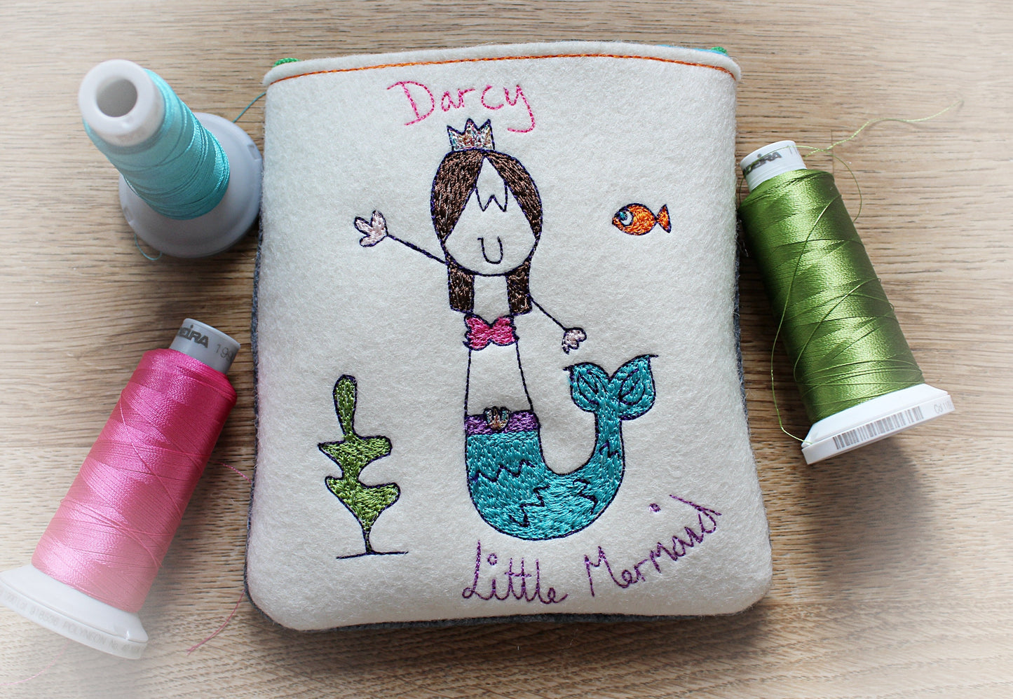 Personalised Mermaid Coin Purse: Embroidered Purse