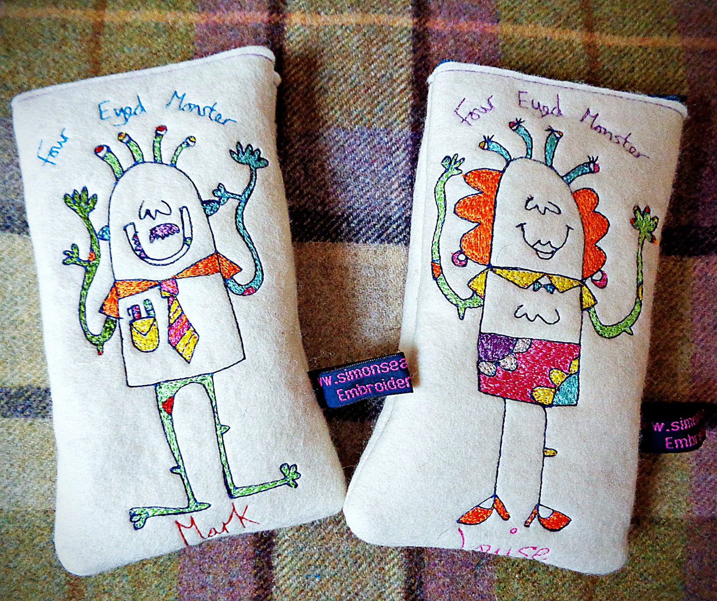 Personalised Monster Glasses Case: Embroidered Felt Funny Gift