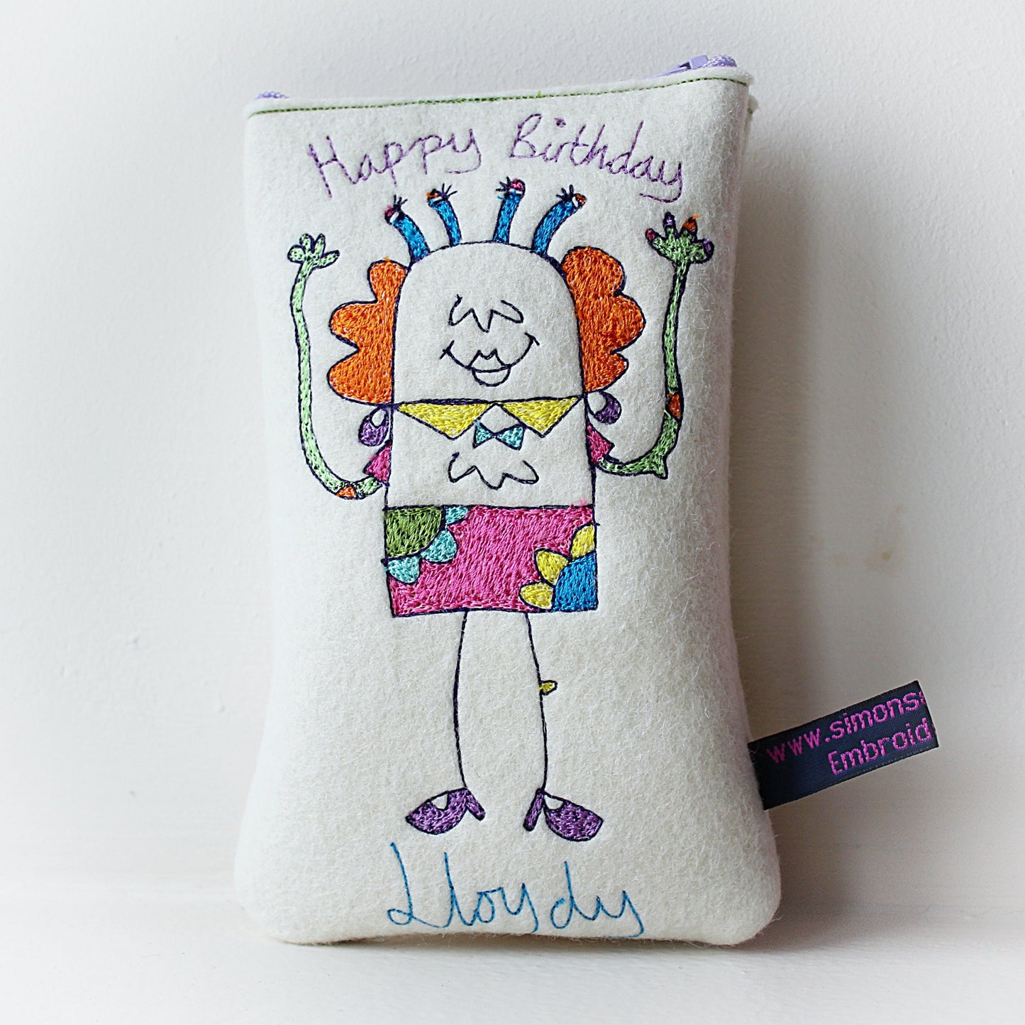 Personalised Monster Glasses Case: Embroidered Felt Funny Gift