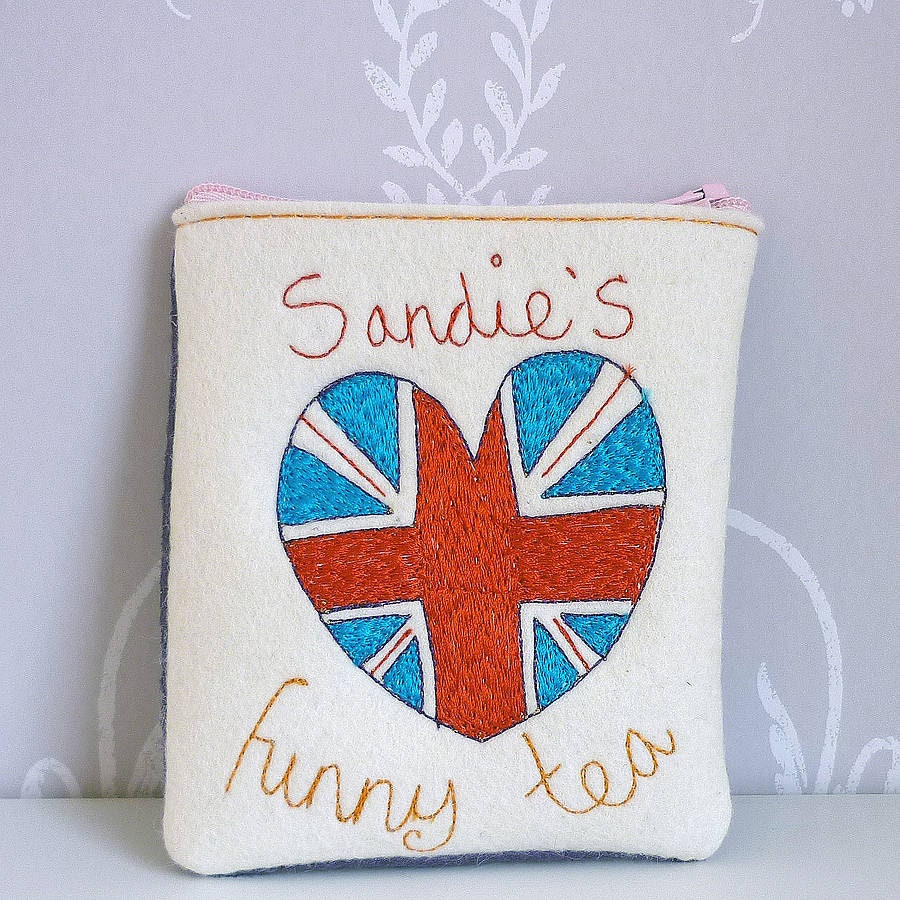 Personalised Union Jack purse, UK, united kingdom, great Britain flag, union jack gift, british gift, personalised Great Britain heart gift