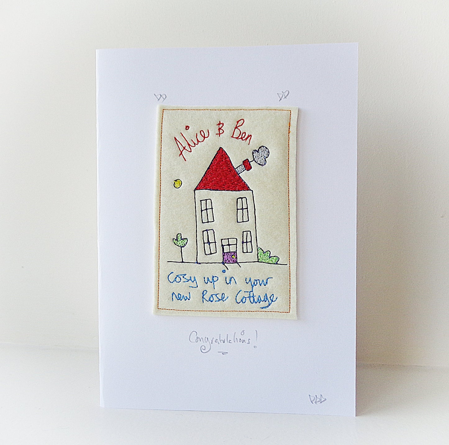 Personalised New Home Card, Embroidered, New House Card, new home gift card, moving house card, congratulations card