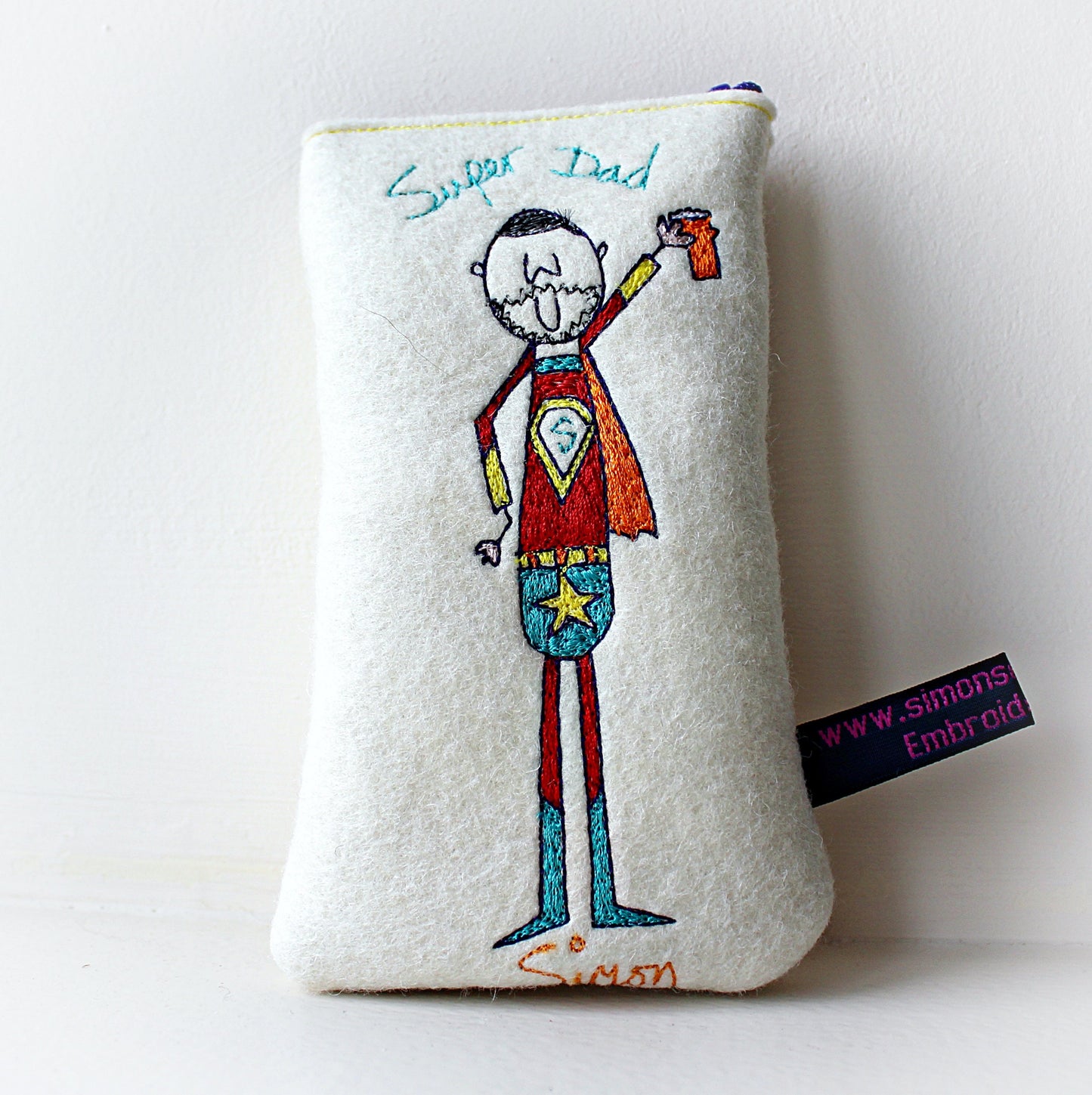 Super Dad Personalised Embroidered Glasses Case