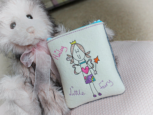 Personalised Embroidered Fairy Felt Purse: Girls Gift
