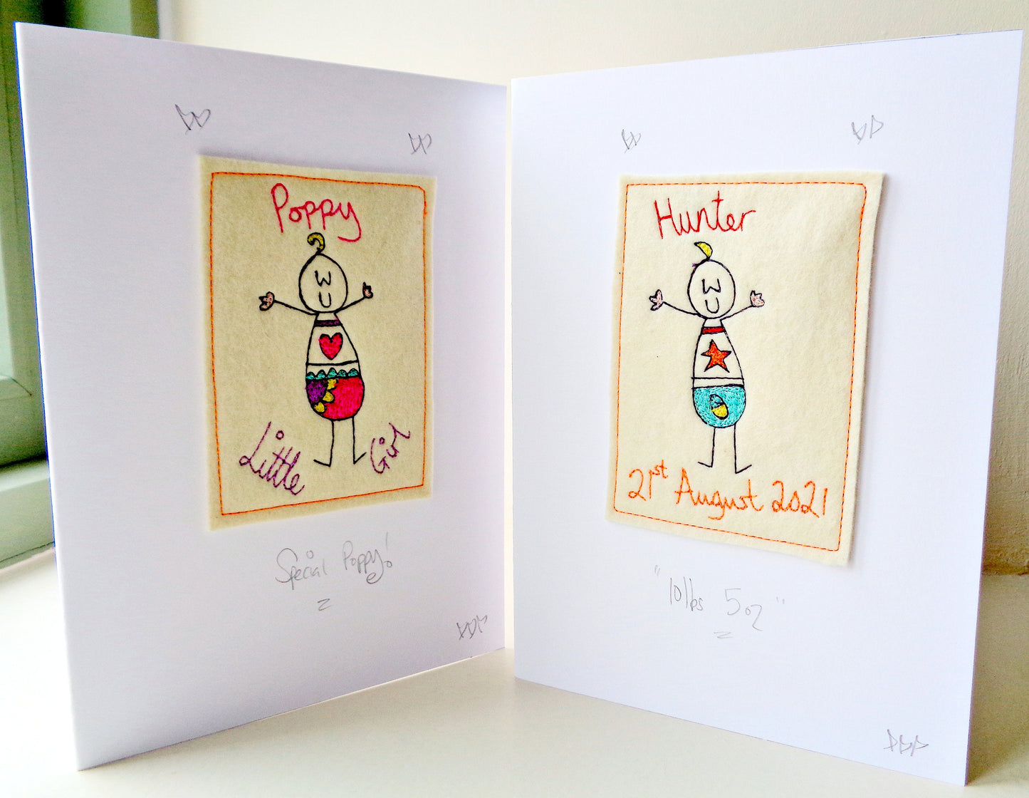 New Baby Card, Personalised, Embroidered Luxury Baby Card, congratulations new baby card, birth card, card for new parents, newborn card,