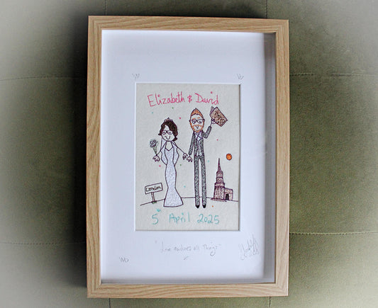Personalised Embroidered Wedding Portrait: Unique, Luxury Couple Gift