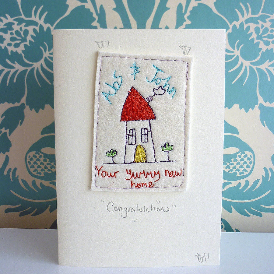Personalised New Home Card, Embroidered, New House Card, new home gift card, moving house card, congratulations card