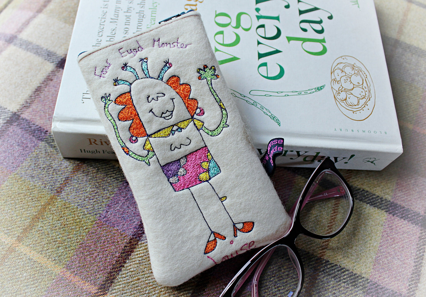 Personalised Monster Glasses Case: Embroidered Felt Funny Gift