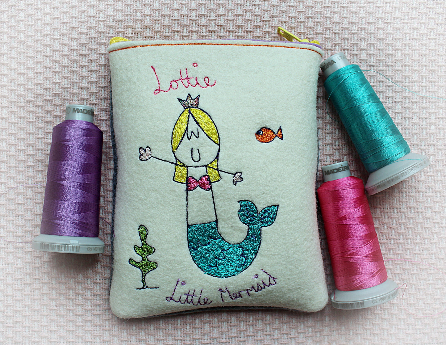 Personalised Mermaid Coin Purse: Embroidered Purse