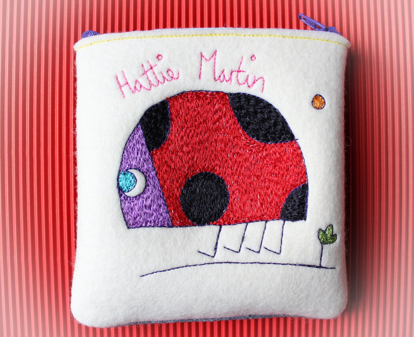 Ladybird gift, Ladybug gift, Personalised Ladybird Purse, Embroidered, handmade wool felt purse, ladybird coin purse, gifts for children
