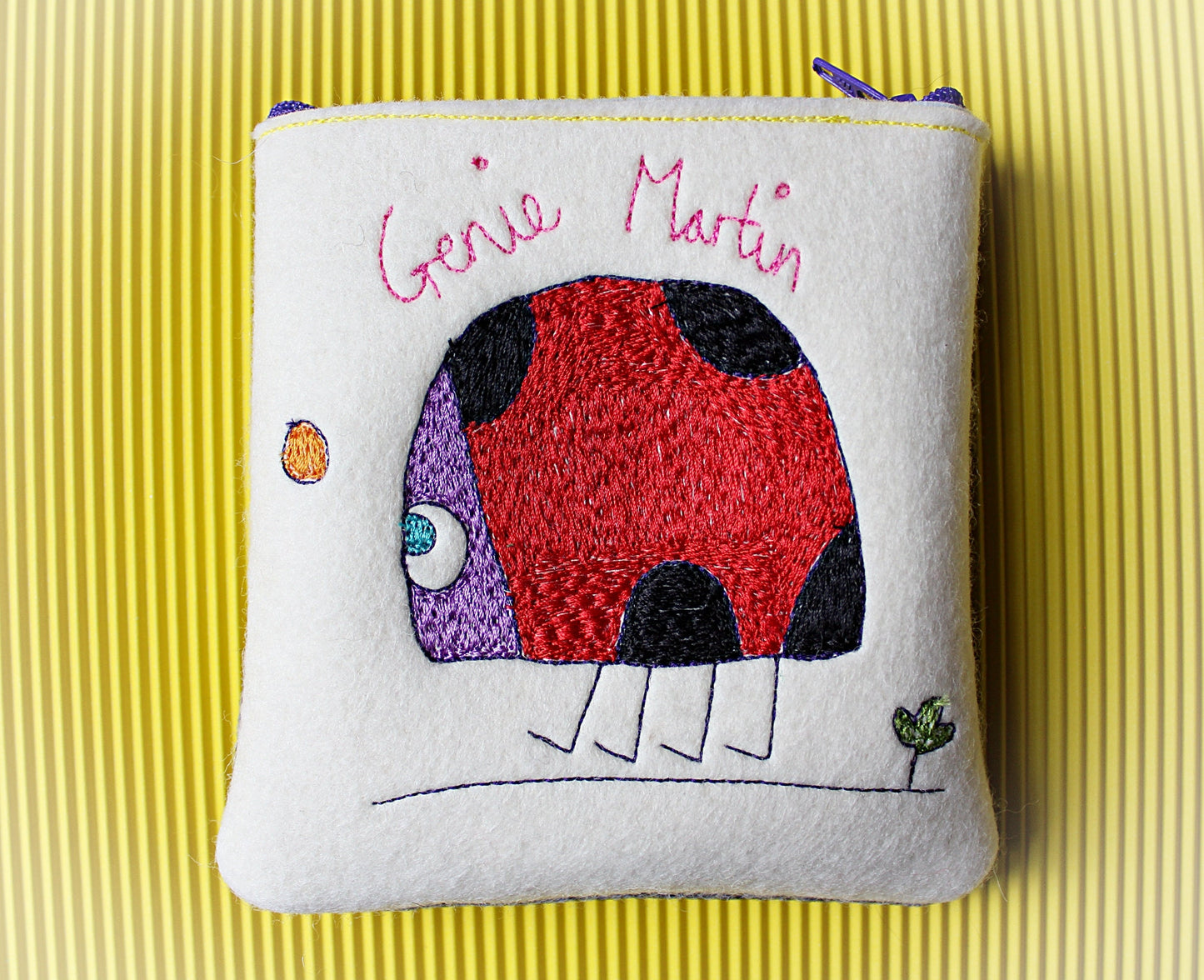 Ladybird gift, Ladybug gift, Personalised Ladybird Purse, Embroidered, handmade wool felt purse, ladybird coin purse, gifts for children