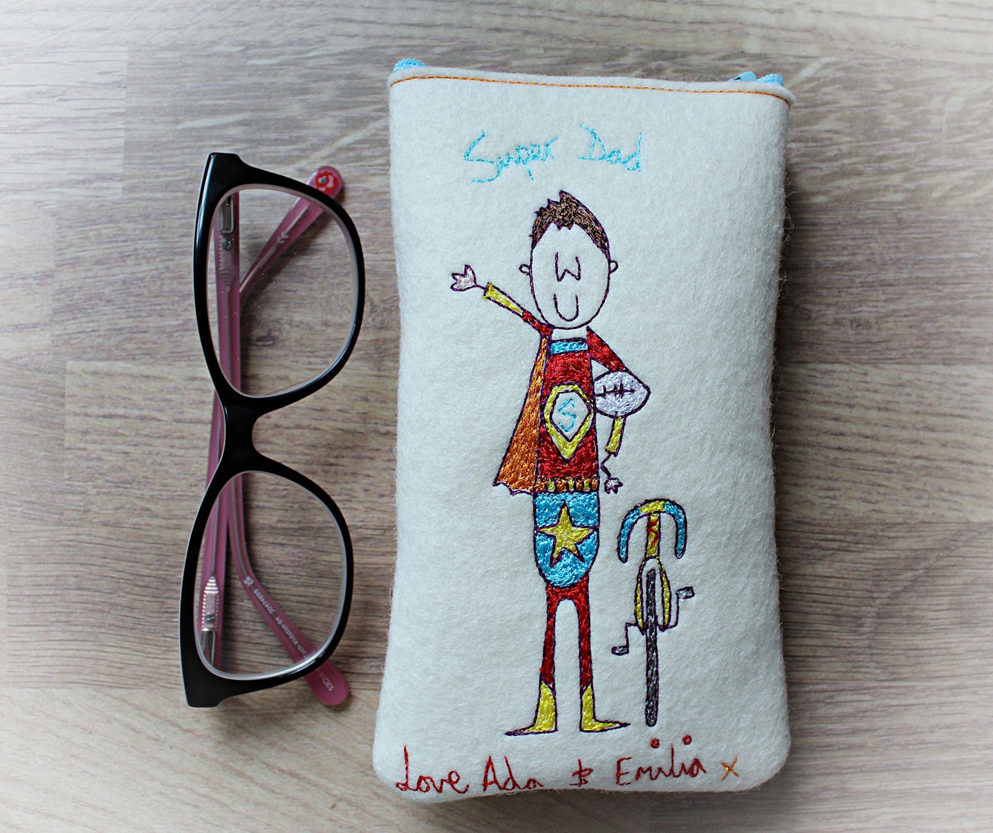 Super Dad Personalised Embroidered Glasses Case