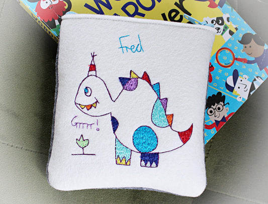 Personalised Dinosaur purse, your childs name, boys stocking filler, dino,funny gifts for children, dinosaur coin purse, boys christmas gift