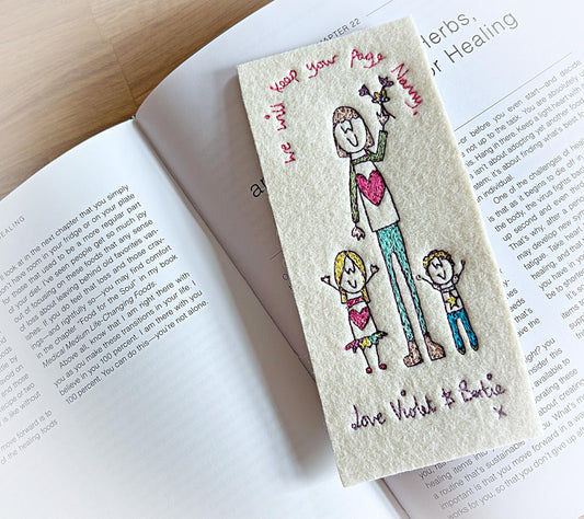 Personalised, Embroidered Bookmark, Family Bookmark