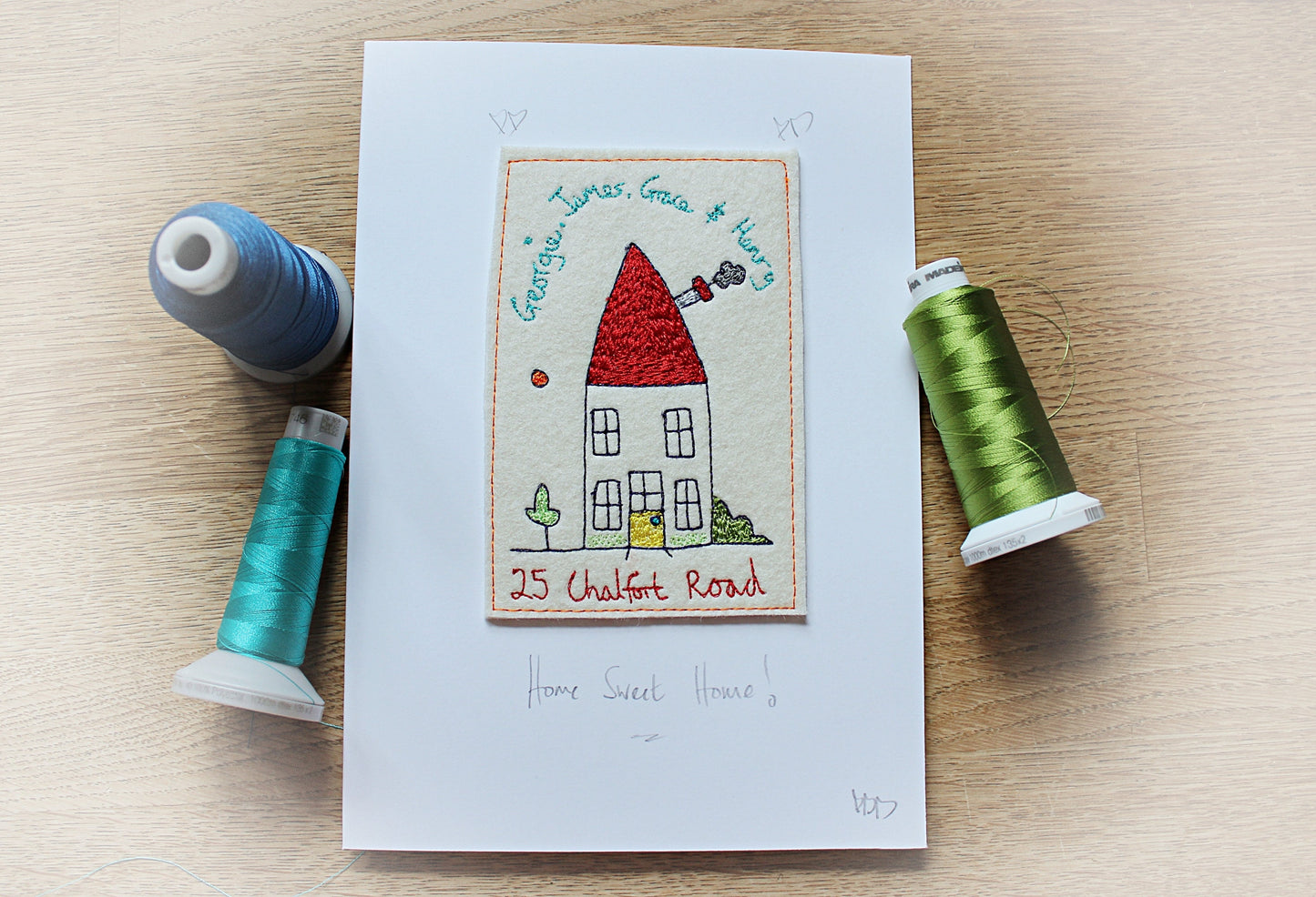 Personalised New Home Card, Embroidered, New House Card, new home gift card, moving house card, congratulations card