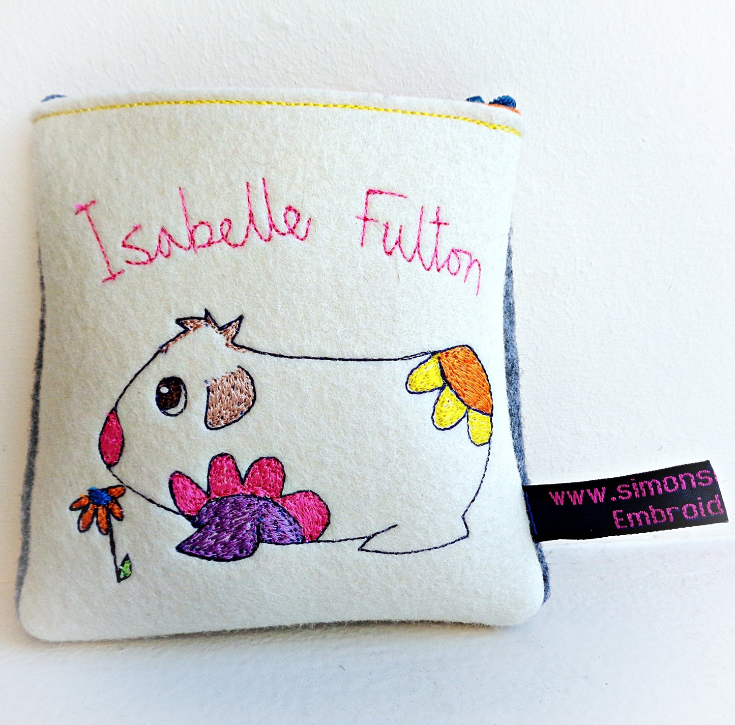 Personalised Guinea Pig Purse, Embroidered Guinea pig gifts for kids, Guinea Pig gift for children, Guinea Pig gift, Guinea Pig present