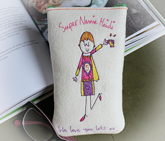Super Gran personalised Glasses Case, embroidered