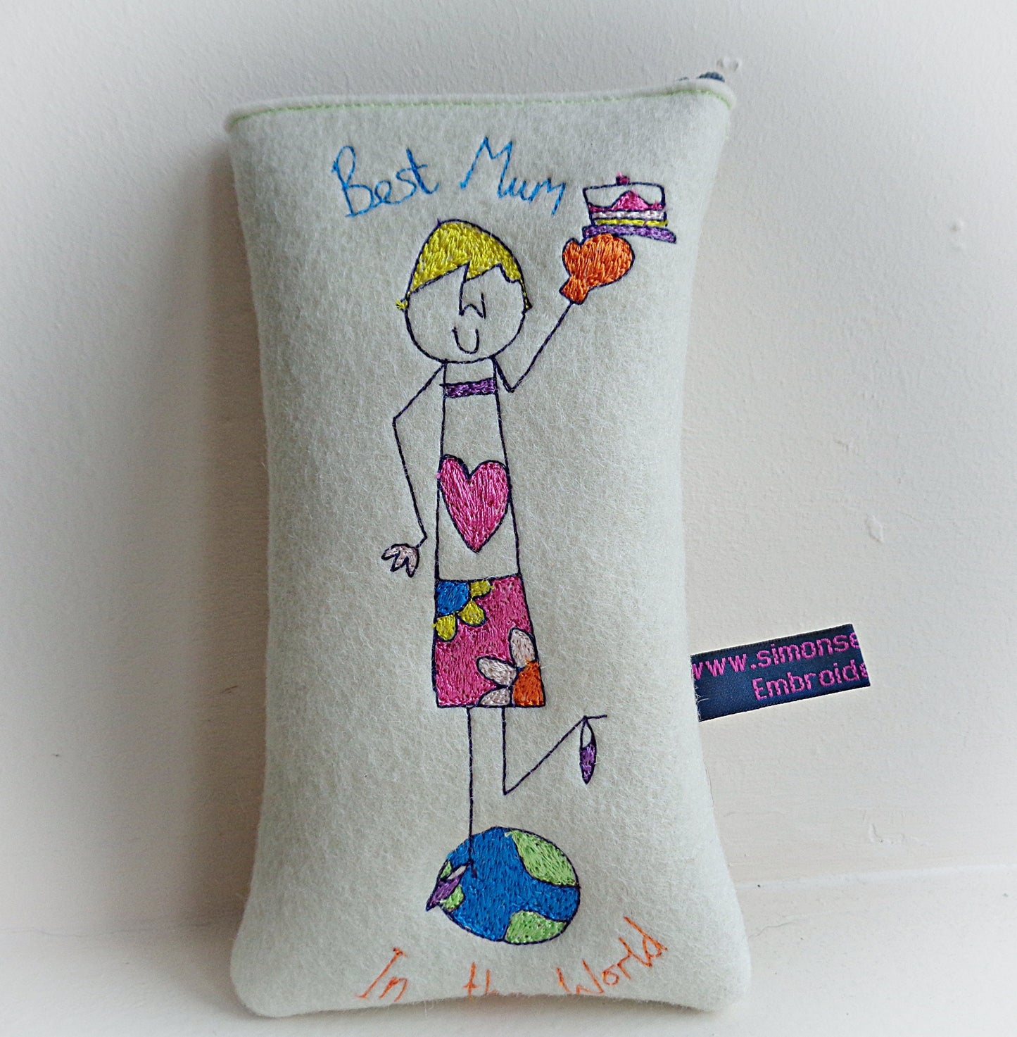 Best Mum in the World Personalised Glasses Case, embroidered