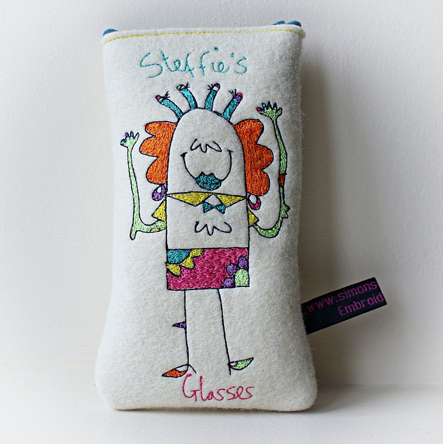 Personalised Monster Glasses Case: Embroidered Felt Funny Gift